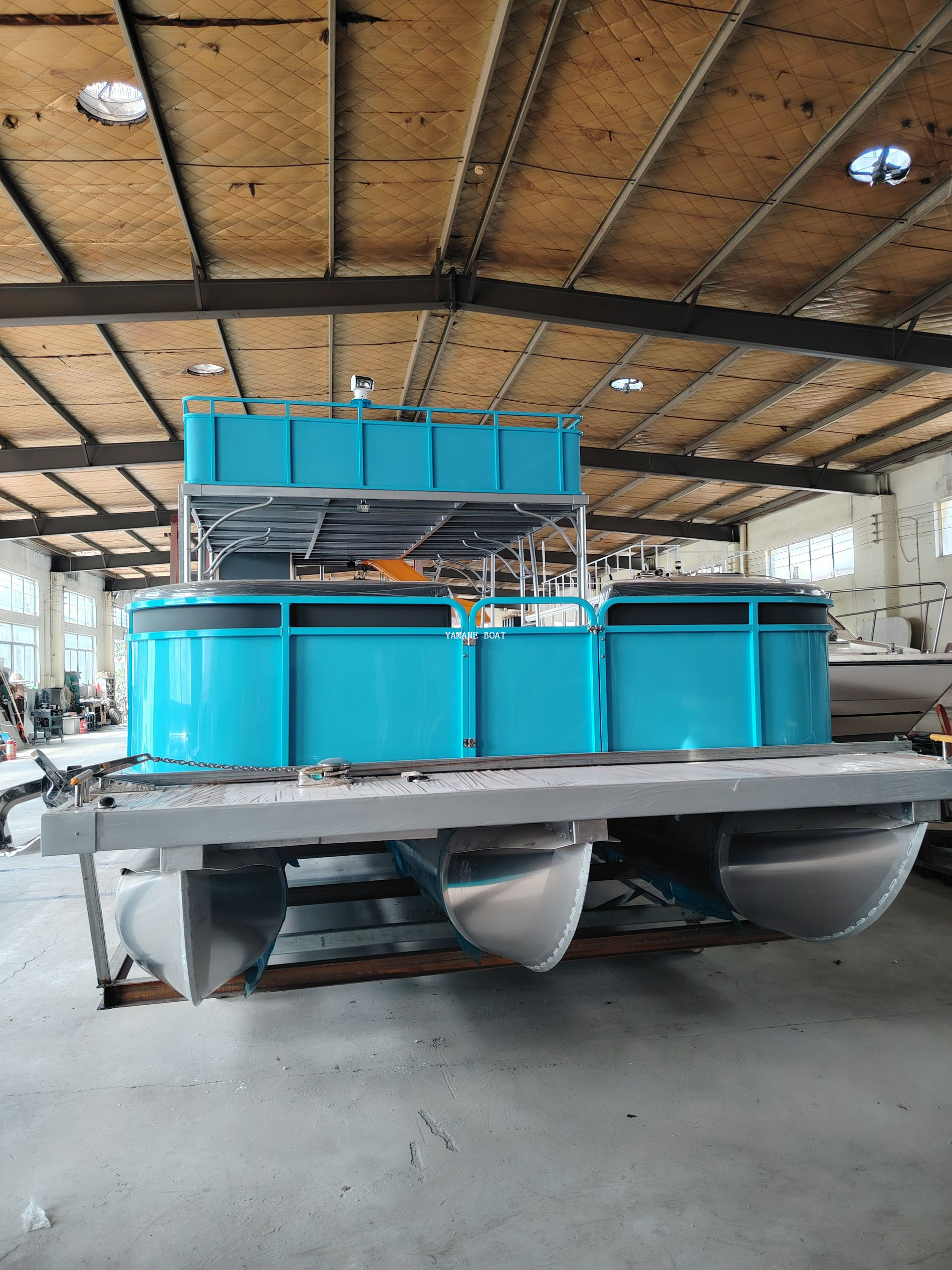 Bateau ponton en aluminium à double pont de 37 pieds avec sièges de canapé 