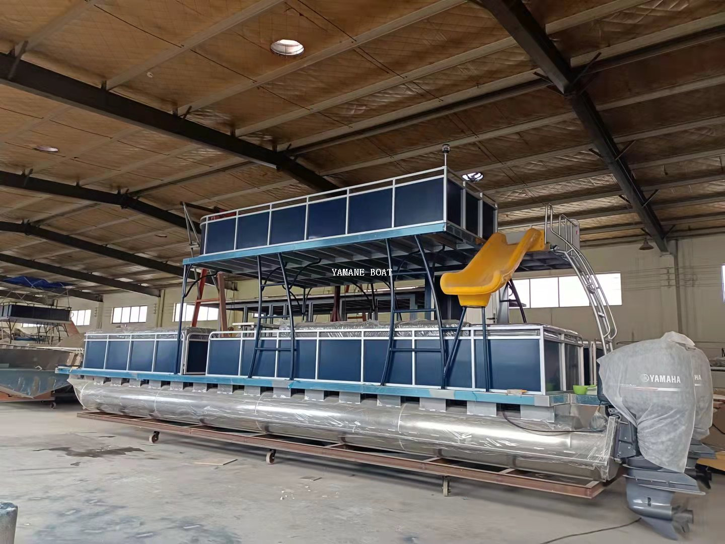 Bateau ponton commercial en aluminium à double pont de 11 m avec plate-forme de bain