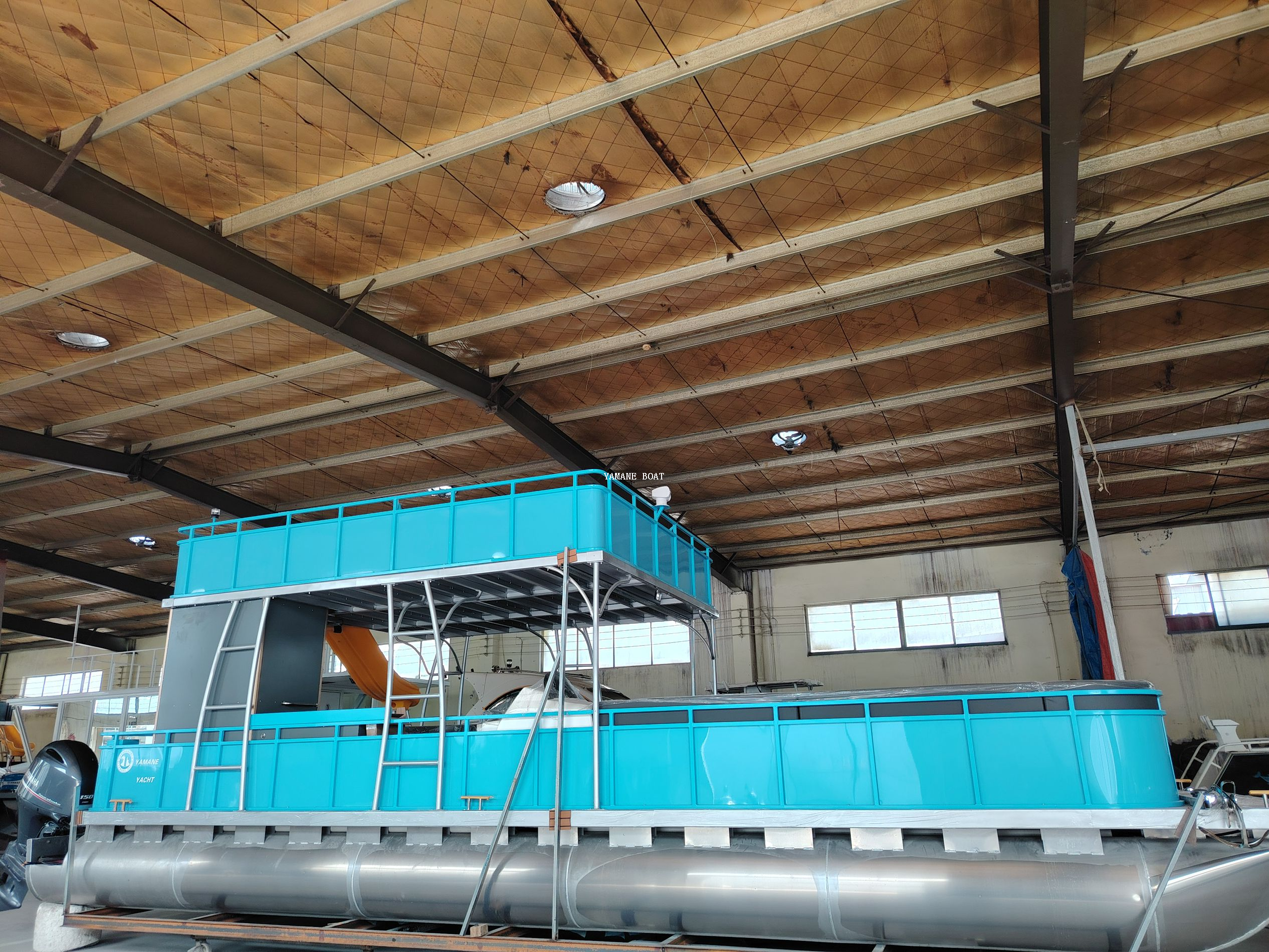Bateau ponton en aluminium à double pont de 37 pieds avec sièges de canapé 