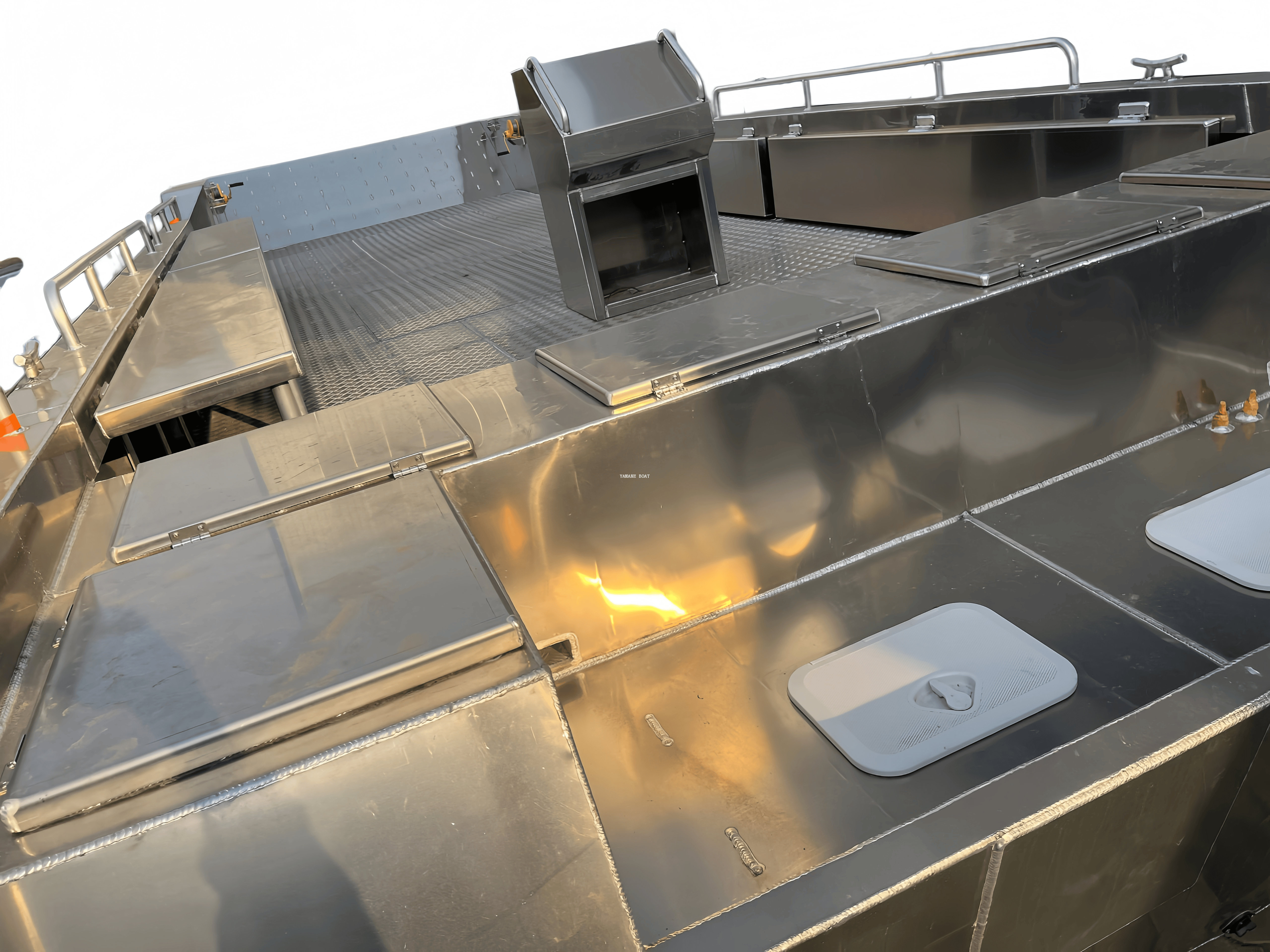 Péniche de débarquement en aluminium de 10 m avec banquettes rabattables gauche et droite avec grand réservoir de carburant 