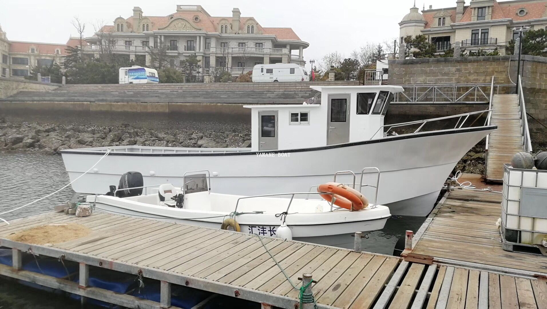 Bateau de pêche à la crevette de thon de mer palangrier en fibre de verre de 12,3 m 