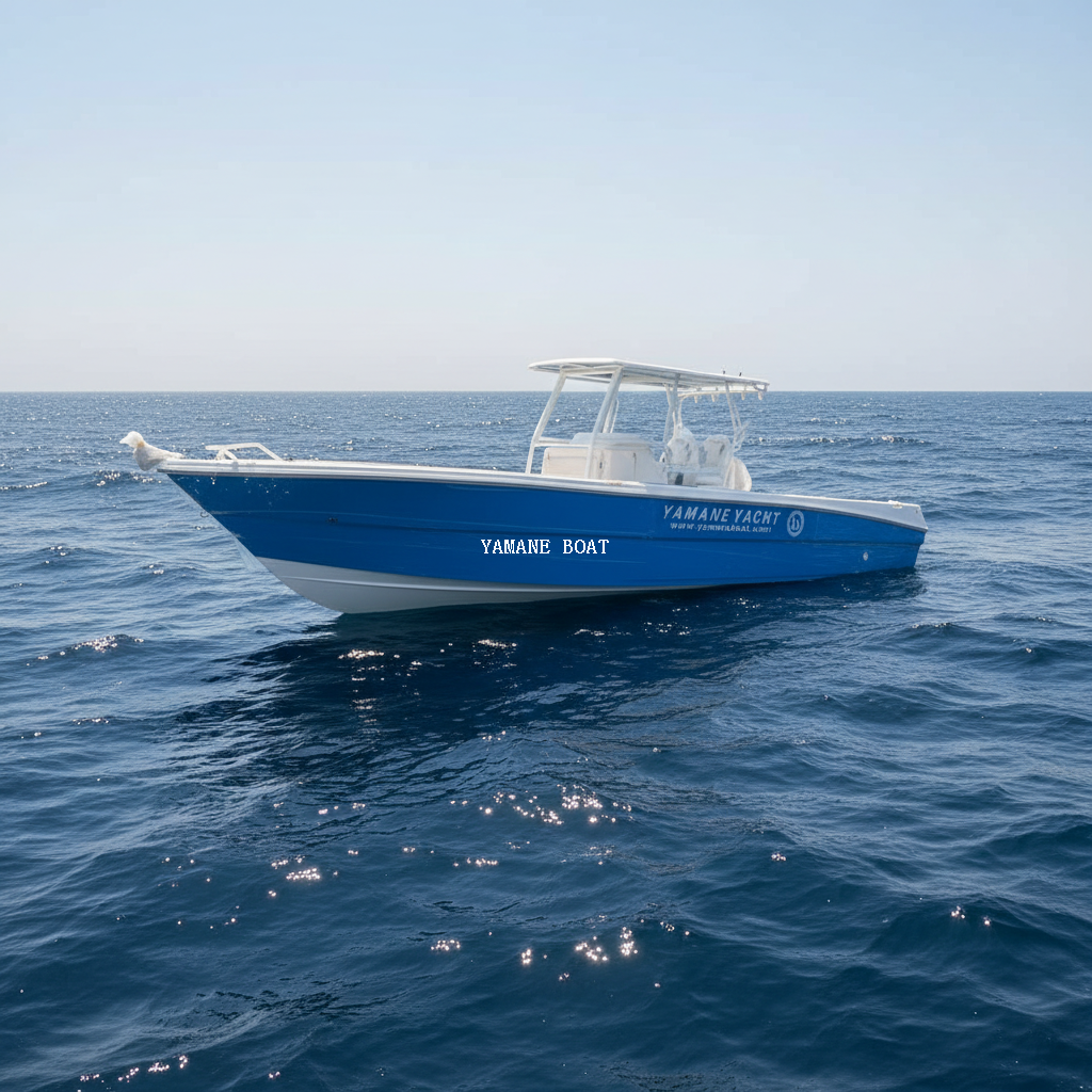 Bateau de pêche sportive à console centrale en fibre de verre SG950B 9,5 m avec toit rigide 
