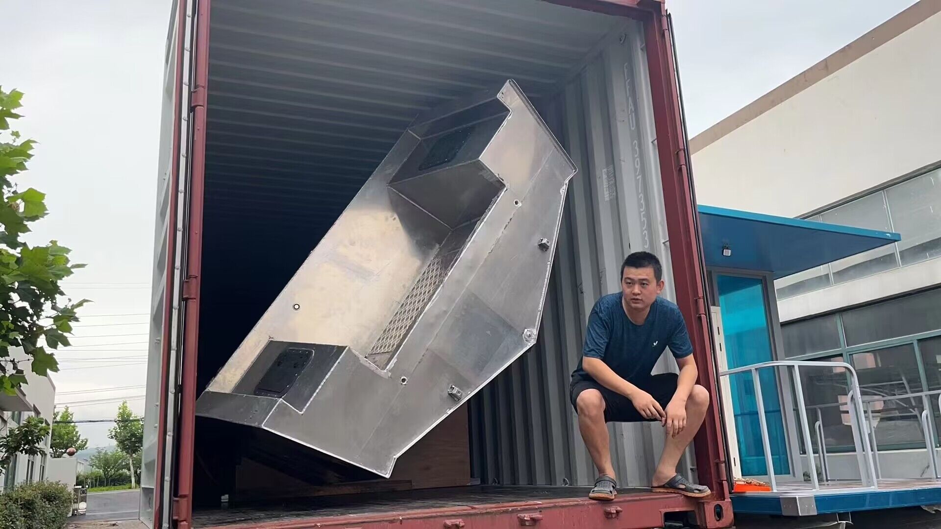Péniche de débarquement en aluminium de 8 m avec dessus en T 