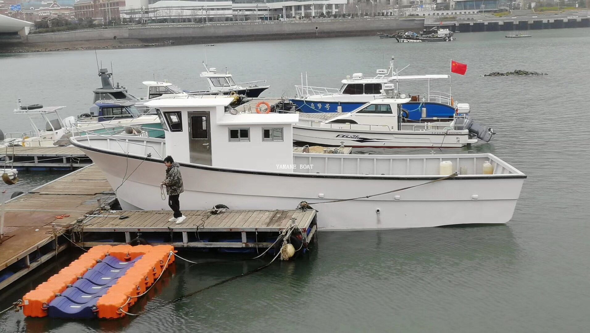 Bateau de pêche à la crevette de thon de mer palangrier en fibre de verre de 12,3 m 