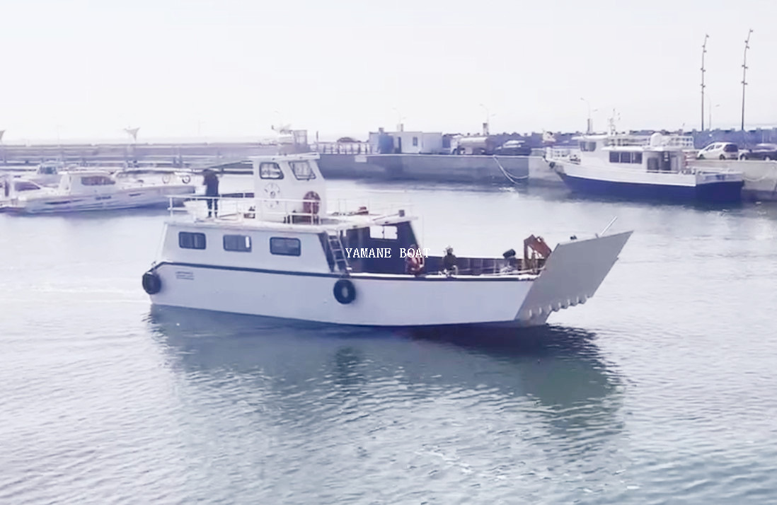 Péniche de débarquement en aluminium de 50 pieds avec deux moteurs hors-bord diesel de 250 ch et une grue 
