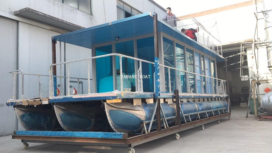 Bateau de ponton en aluminium de 11 m sur l'eau pour le restaurant