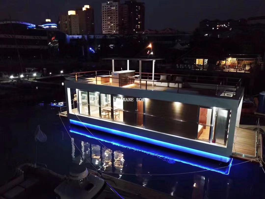 Bateau de maison de ponton vivant en aluminium de certification CE de 11,5 m 